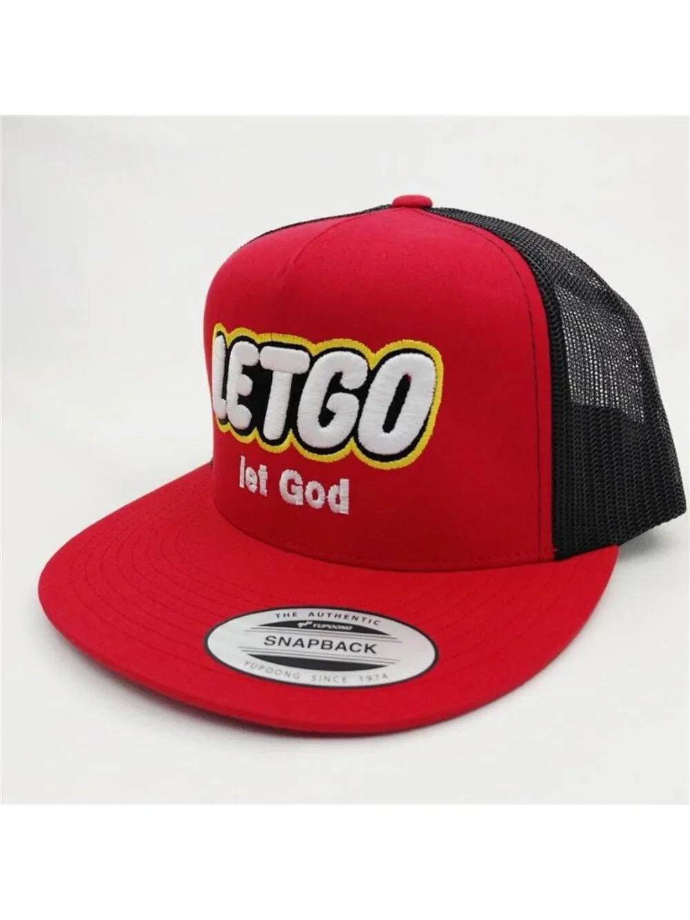 Retro LetGo Let God Faith Foam Trucker Hat Yupoong Flat Bill Snapback New Jesus